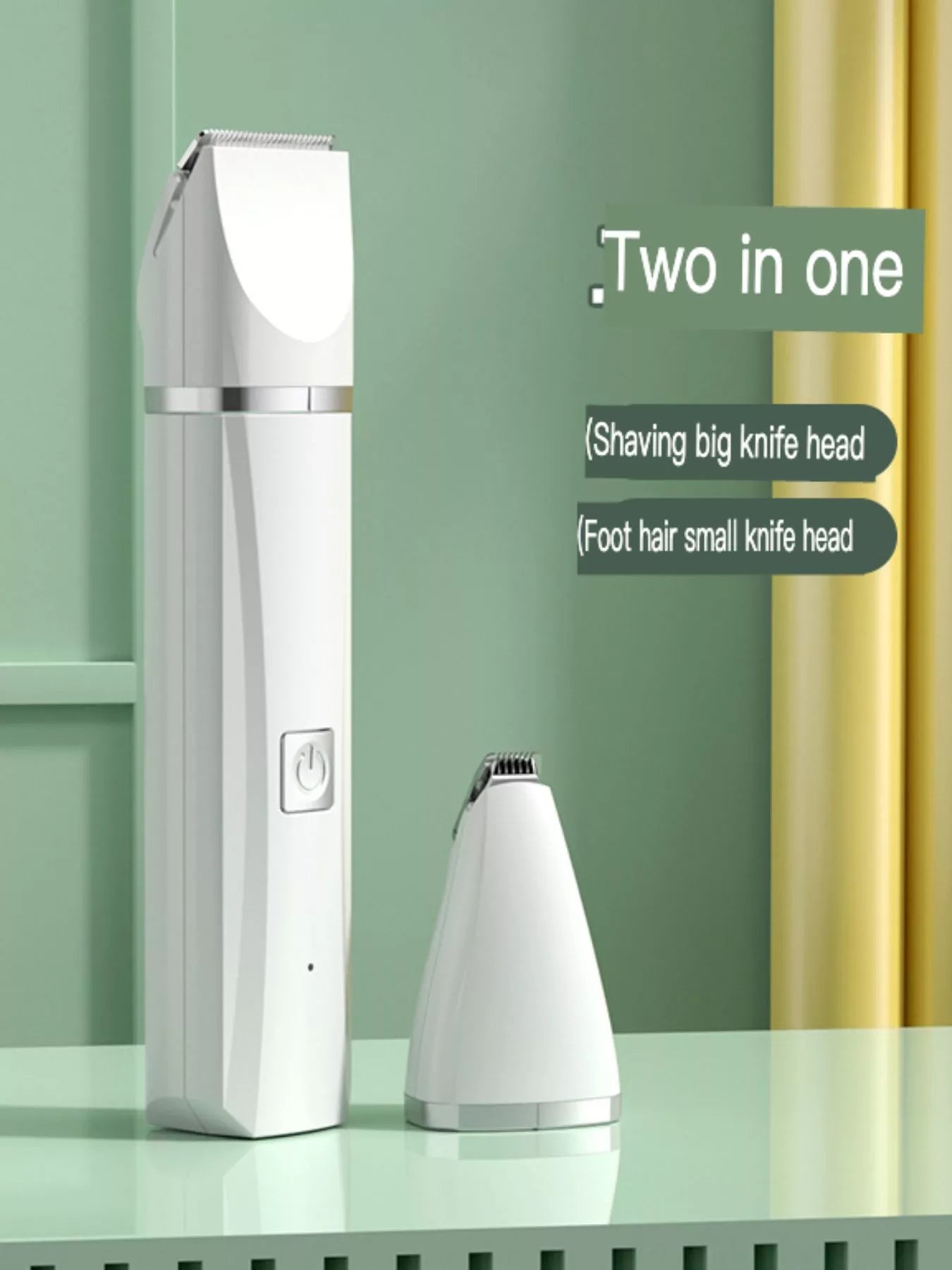 Two-in-one pet grooming kit: tall clipper base and detachable head, white