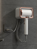 Multi-speed household hair dryer, white body with rose-gold grille and cord