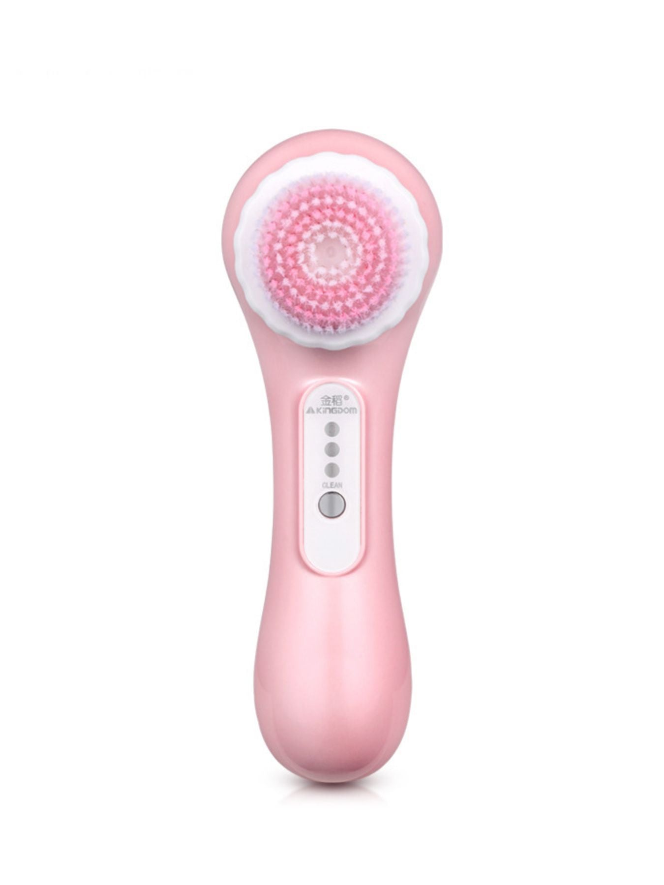 Dusty pink rotating facial cleansing brush with circular brush head