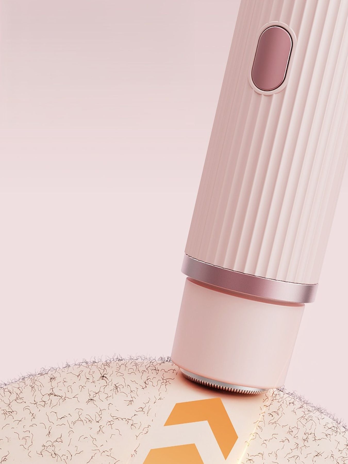Blush pink epilator handle with oval control window near the base