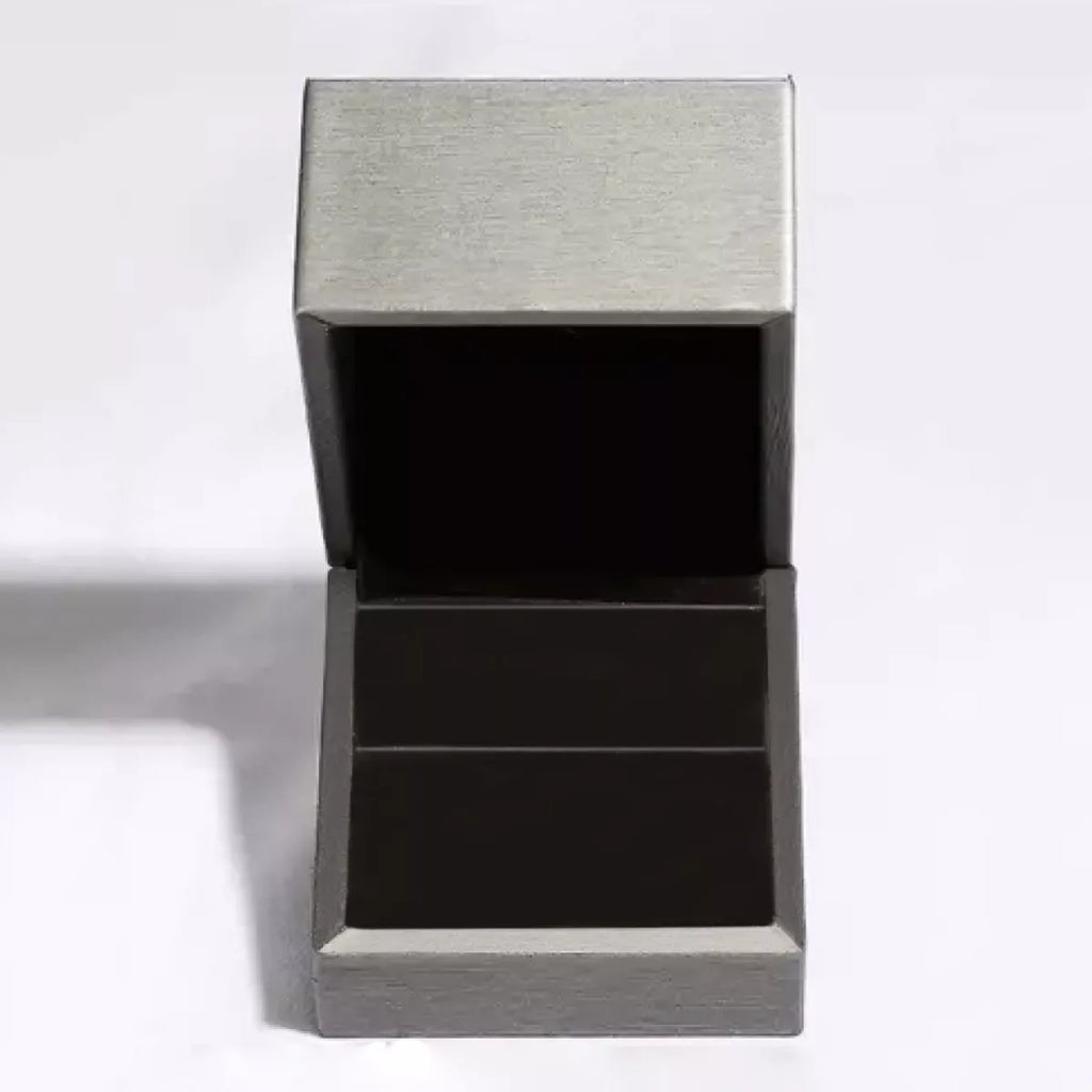 Square jewelry gift box with dark interior insert