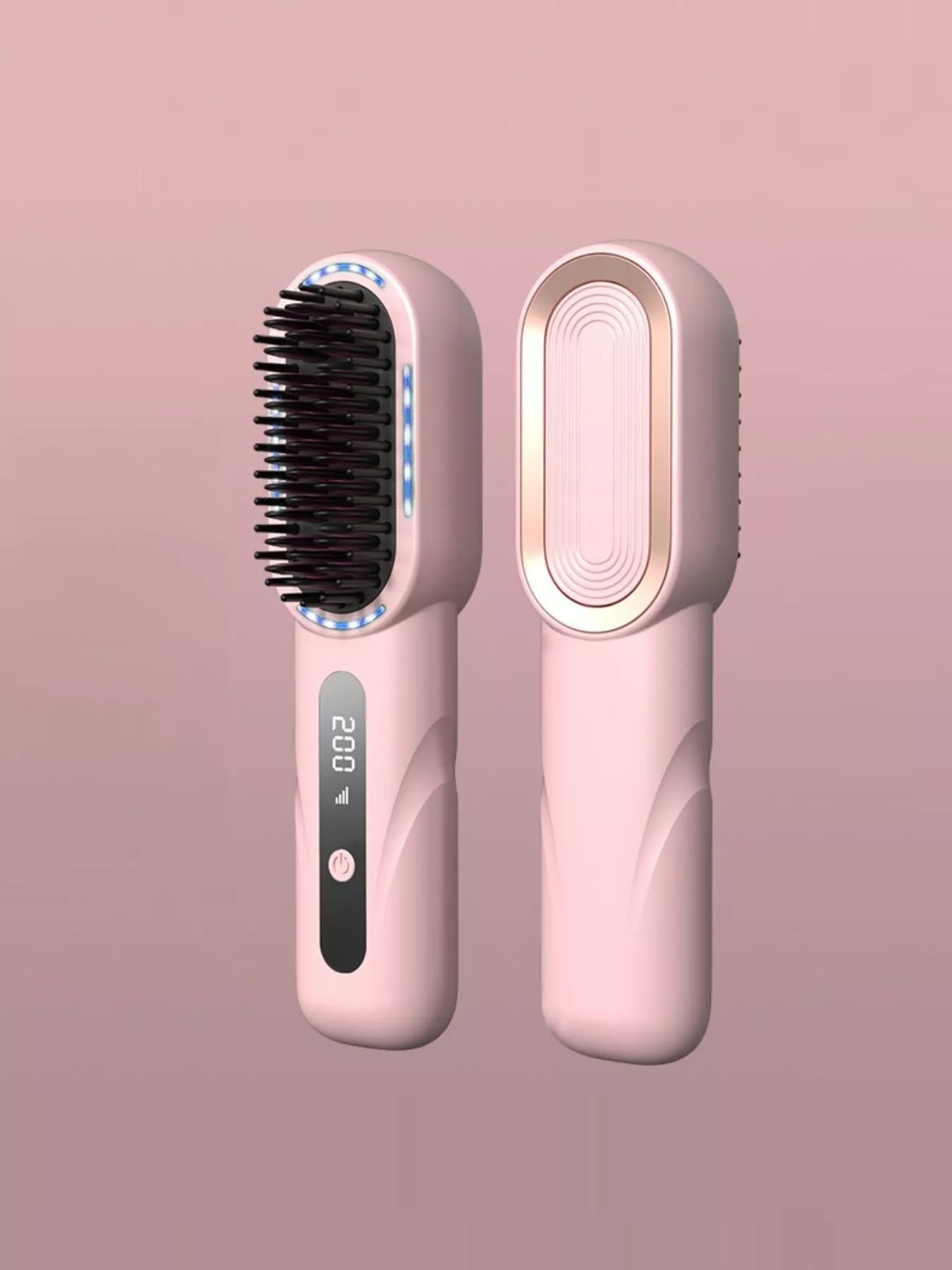 Fast Heating Straightening Comb, dusty pink, heated comb teeth and oval smoothing plates