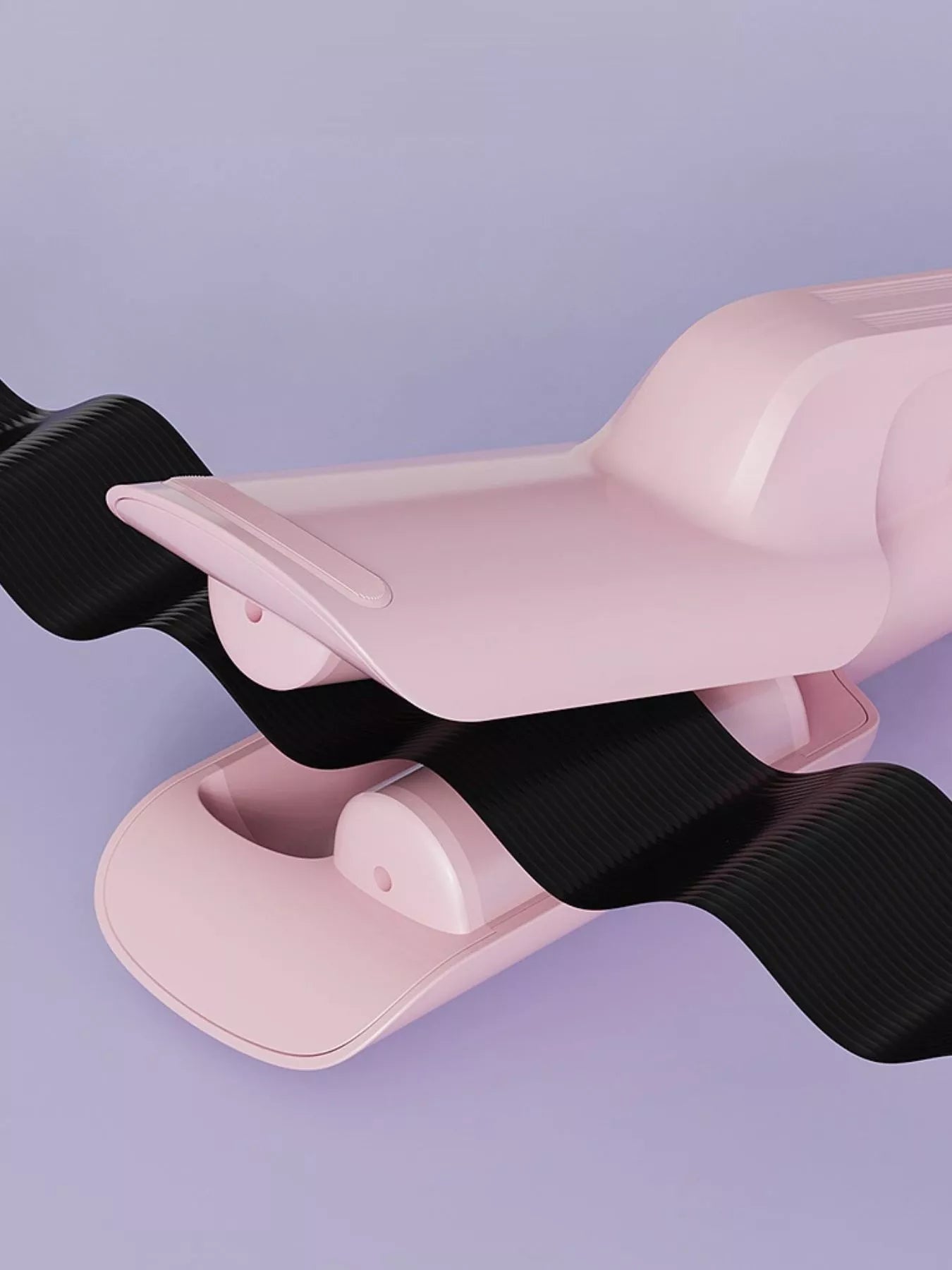 Dusty Pink automatic rotating ceramic hair curler head shown with clamp and comb
