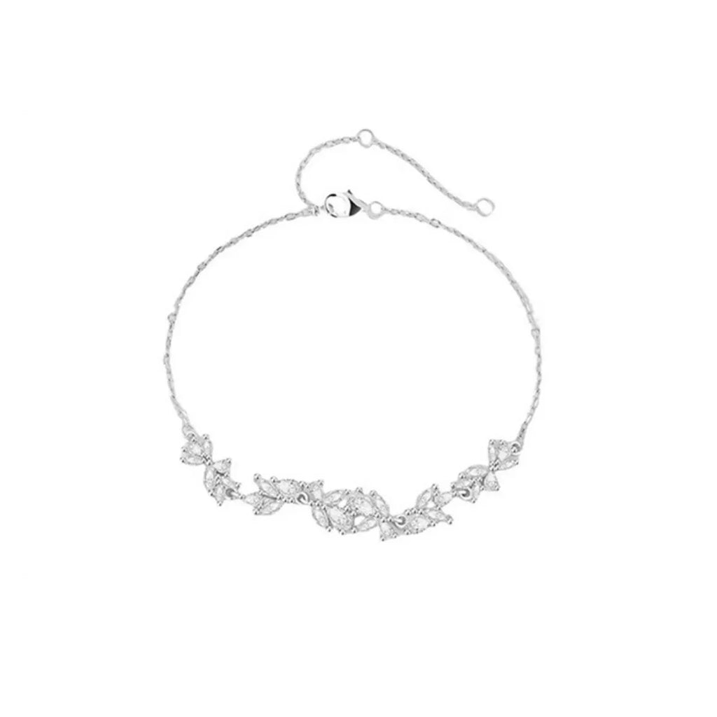 925 Sterling silver zircon wisteria bracelet, clasp and chain detail