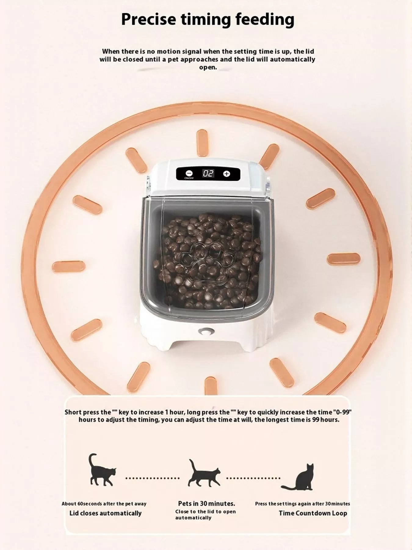 Automatic Pet Feeder mit Zeitschalt-Display und transparentem Deckel über der Futterbox
