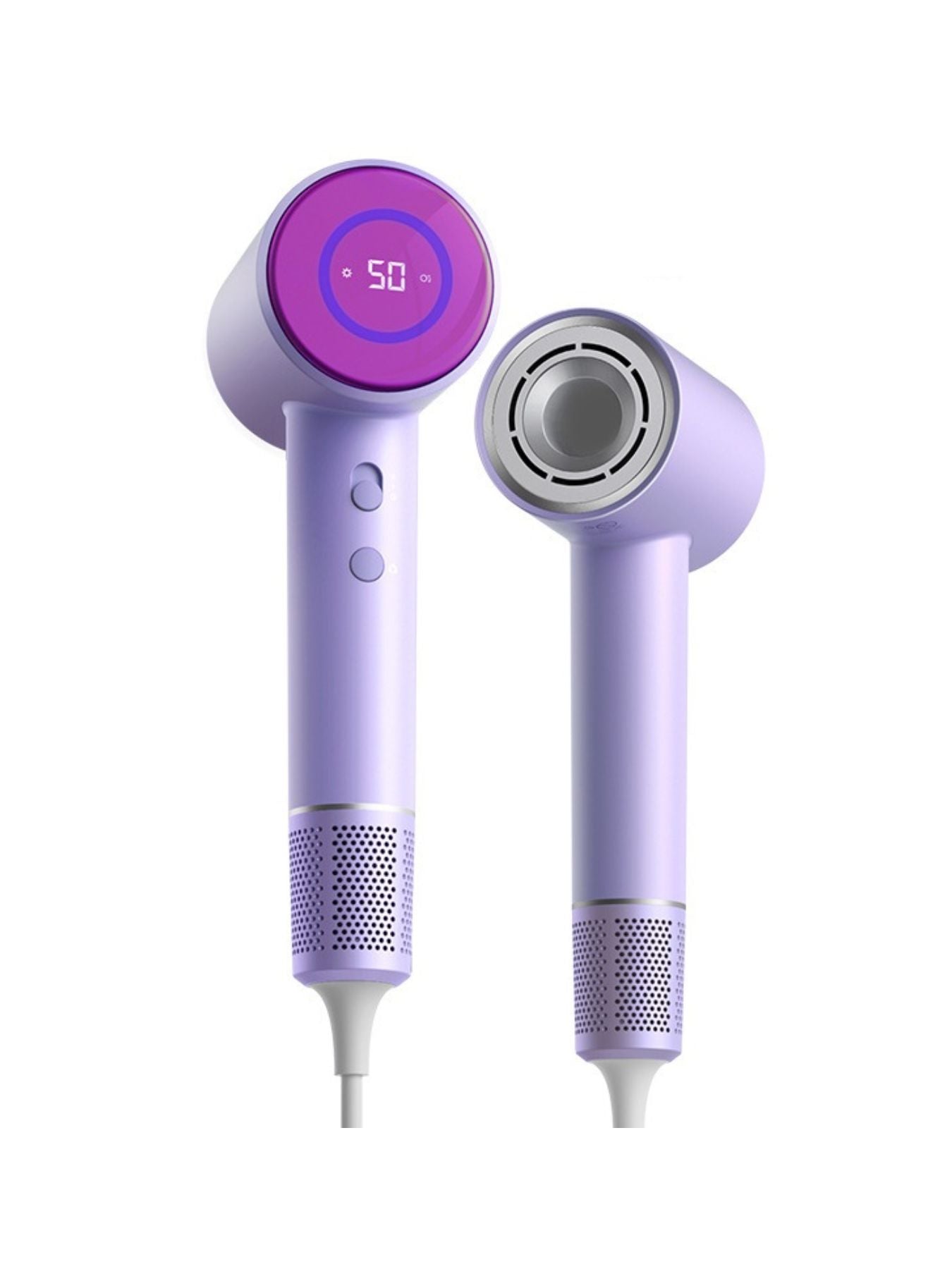 Lavender Haarföhn mit Zubehör-Aufsatz, LED-Ringdisplay