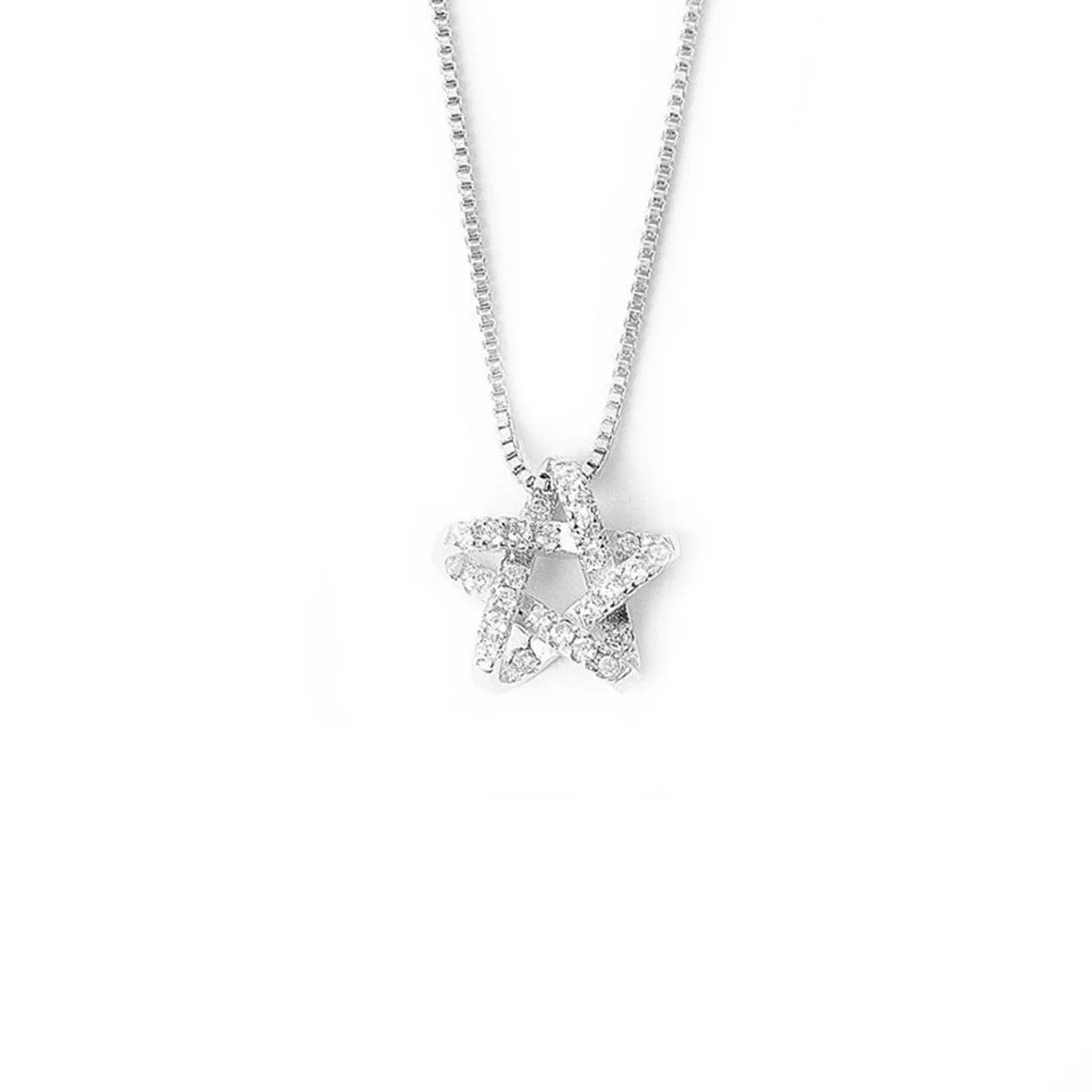 Zircon star necklace in 925 sterling silver with sparkle star pendant
