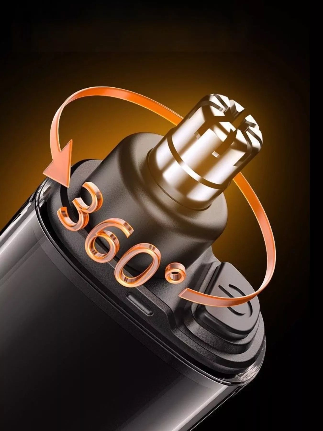 Rechargeable LED nose hair trimmer internals with orange accent wiring