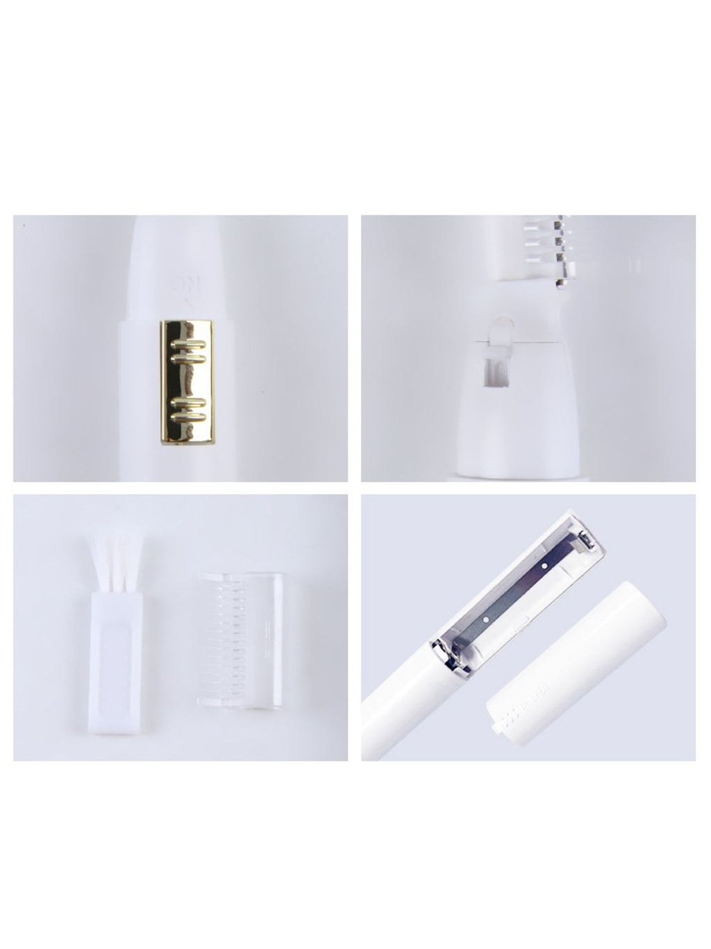 Eyebrow trimmer parts: blade, guard, and comb attachments