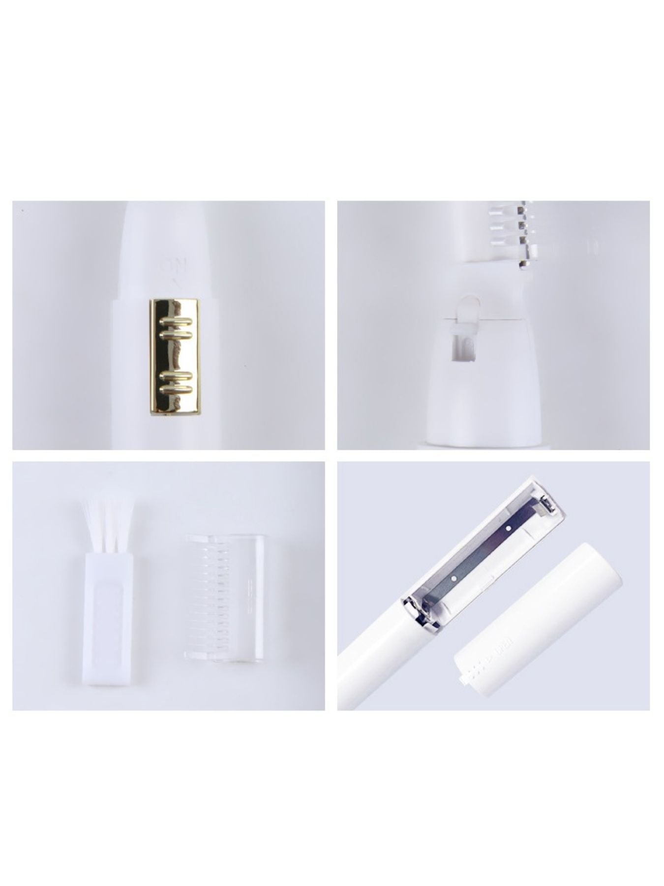 Eyebrow trimmer parts: blade, guard, and comb attachments