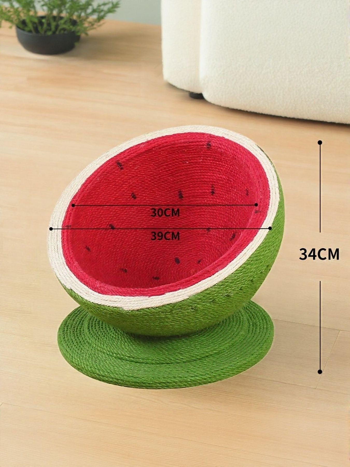 Watermelon cat scratching post nest dimensions: 34cm height, 39cm width, 30cm length
