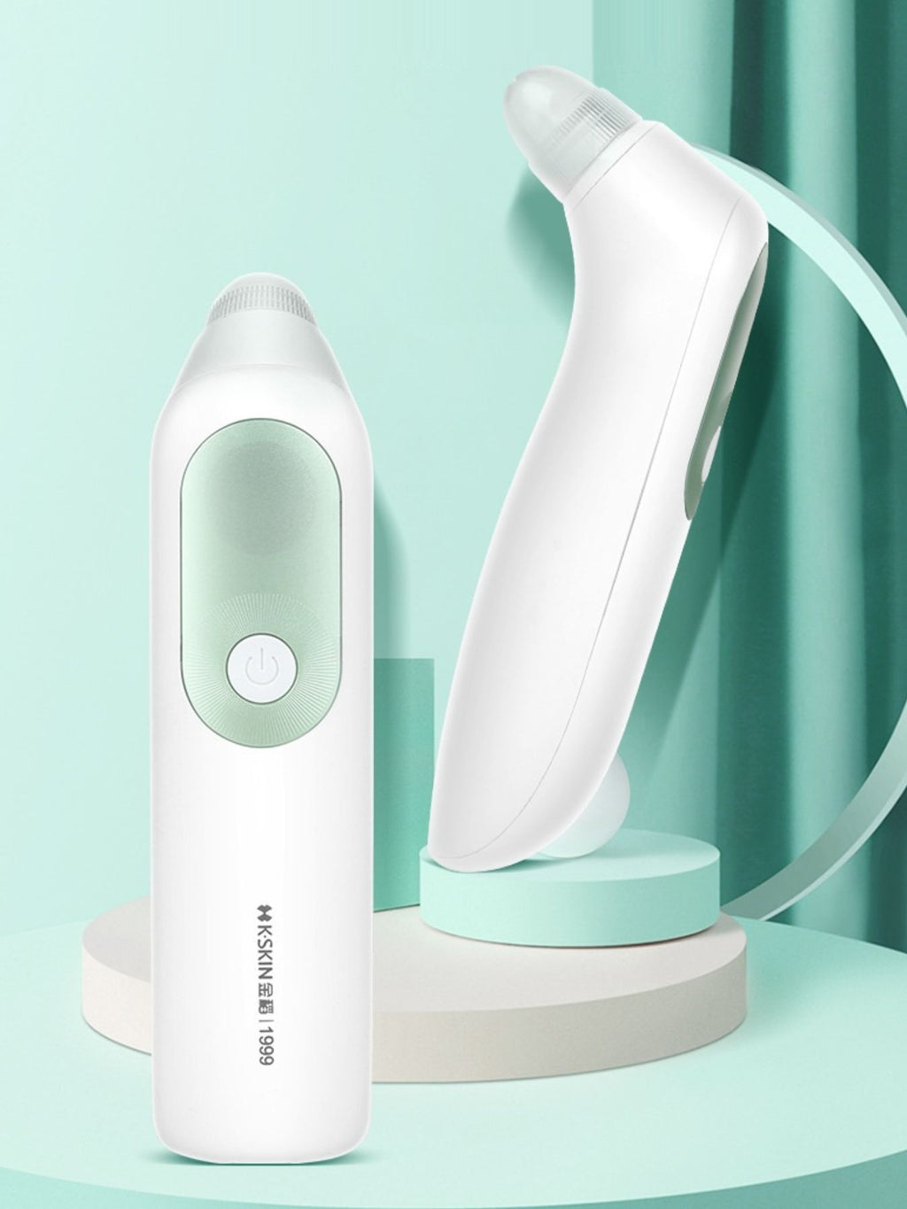 White painless pore vacuum blackhead extractor with power button on handle