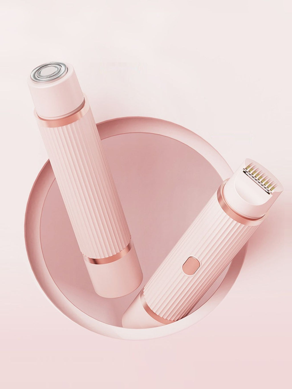 Blush pink portable hair removal epilator and matching head attachment