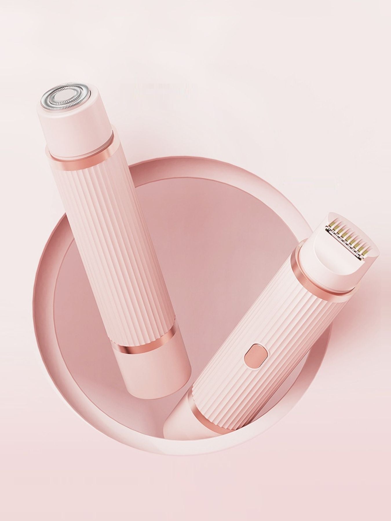 Blush pink portable hair removal epilator and matching head attachment