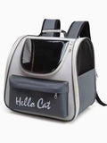Breathable transparent pet carrier backpack (Grey) with front zip pocket and side mesh panels