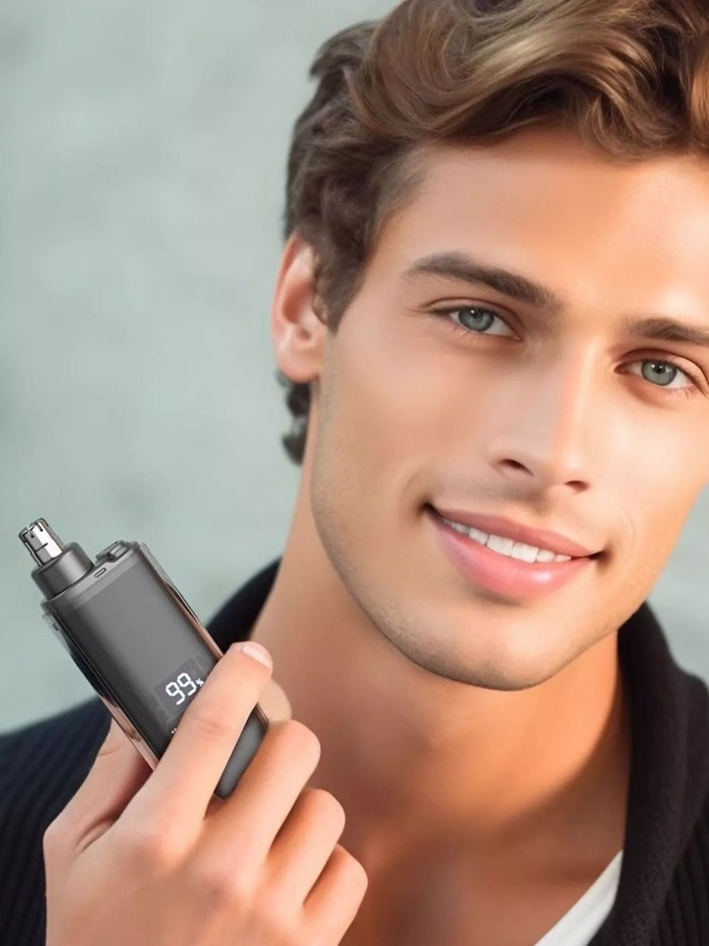 Rechargeable LED nose hair trimmer with digital LED display, handheld