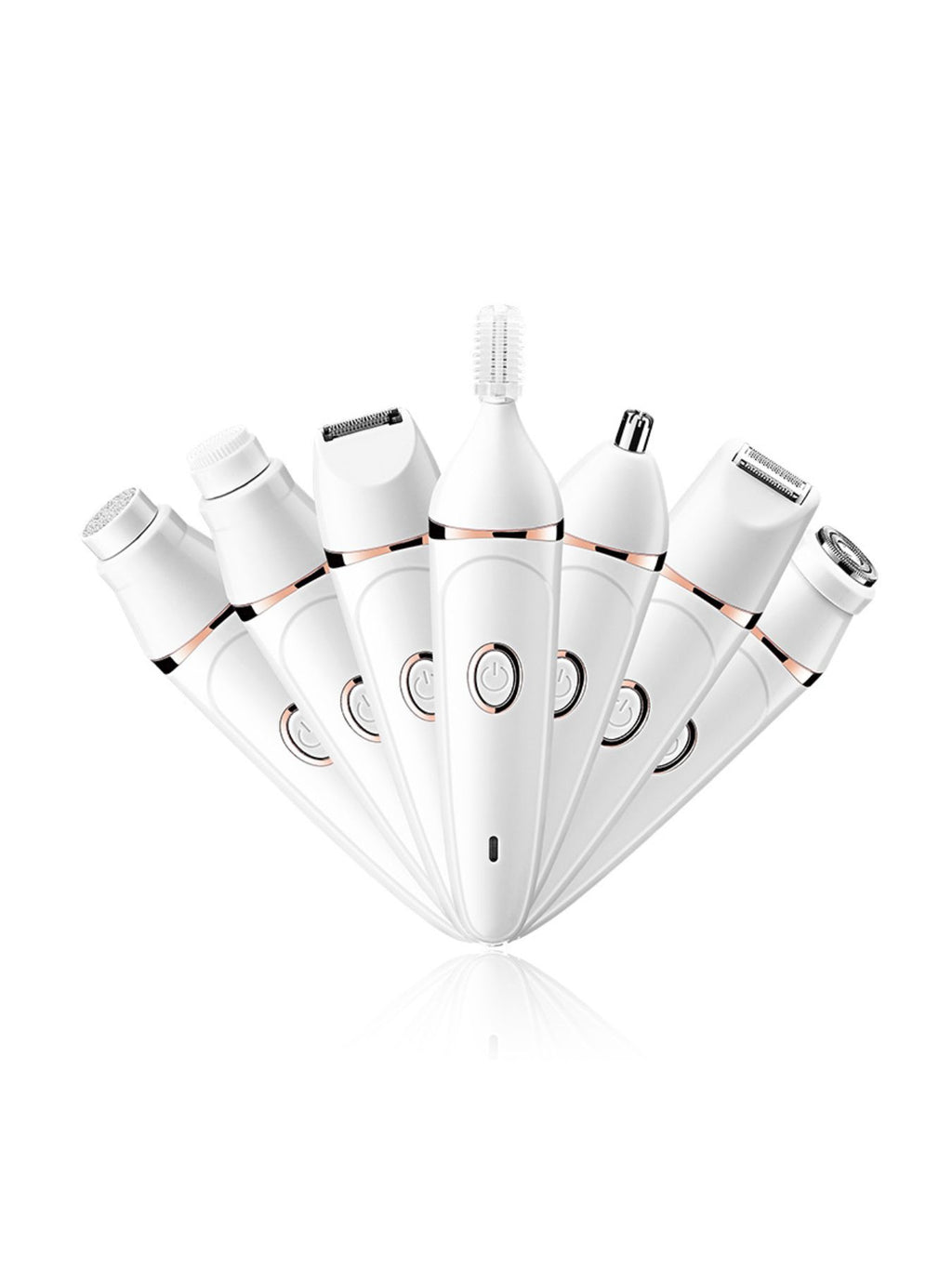 White multifunction hair removal epilator with multiple attachment heads