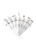 White multifunction hair removal epilator with multiple attachment heads