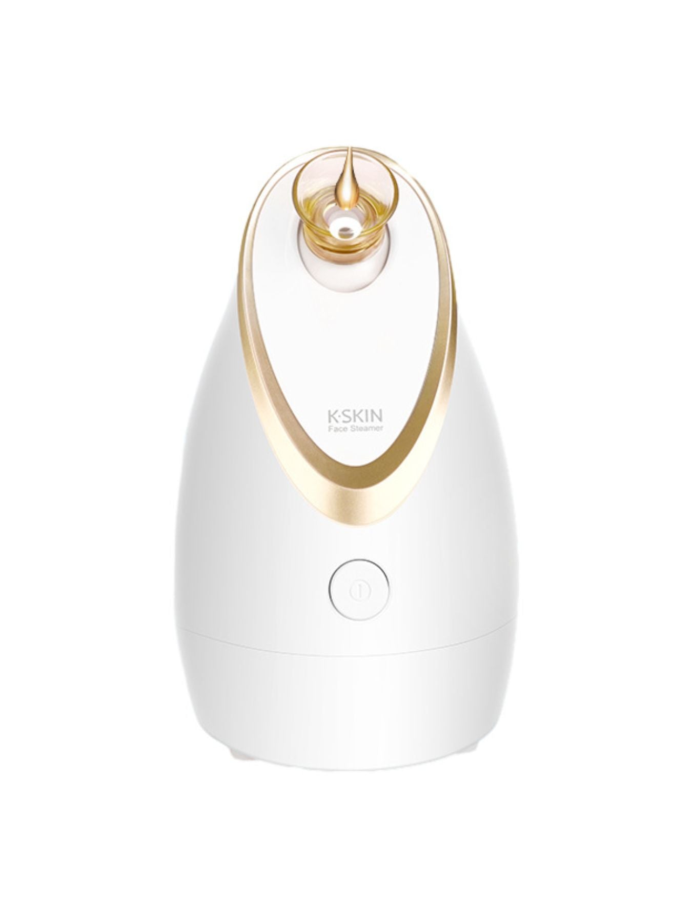 White facial steamer front view with gold nozzle