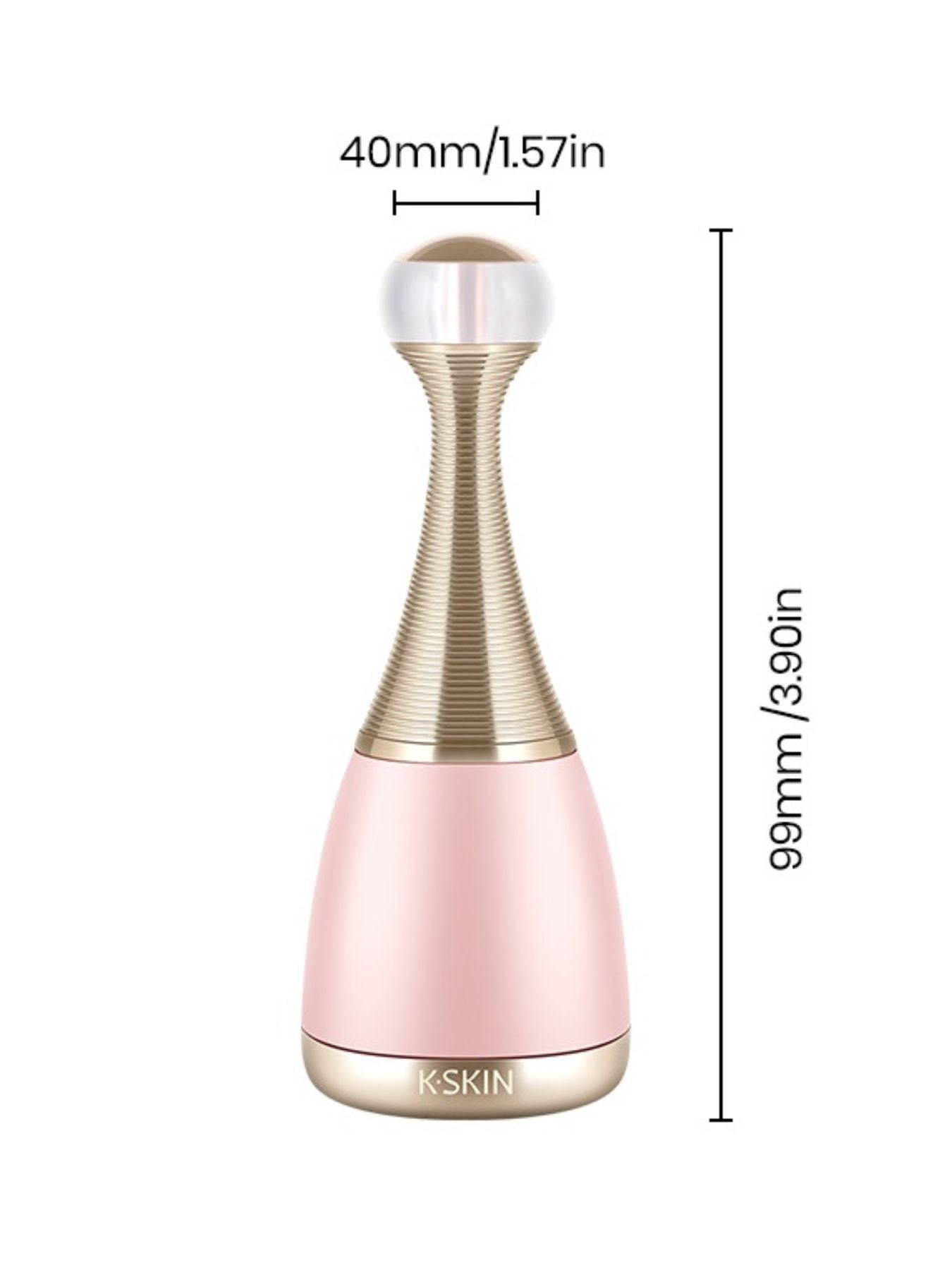 Facial steamer size shown: 40mm wide and 9.9cm tall, blush pink