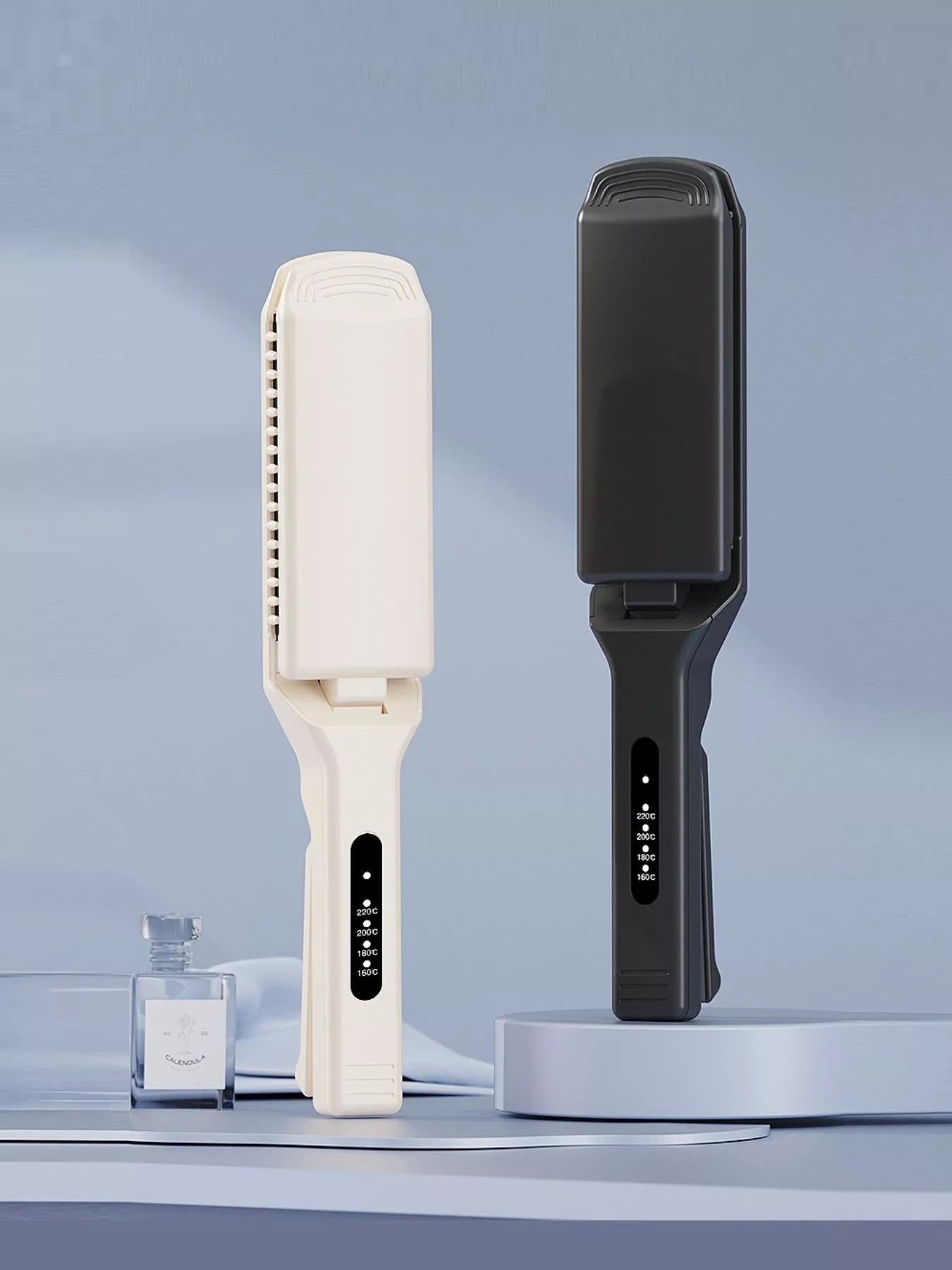 Adjustable Temperature Hair Straightener in Ivory and Black colors