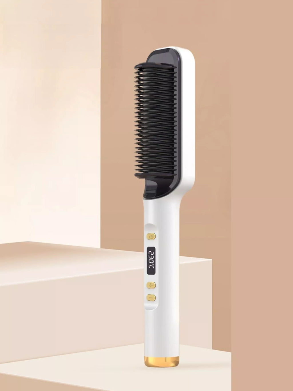Ceramic straightening comb in white with black heated teeth