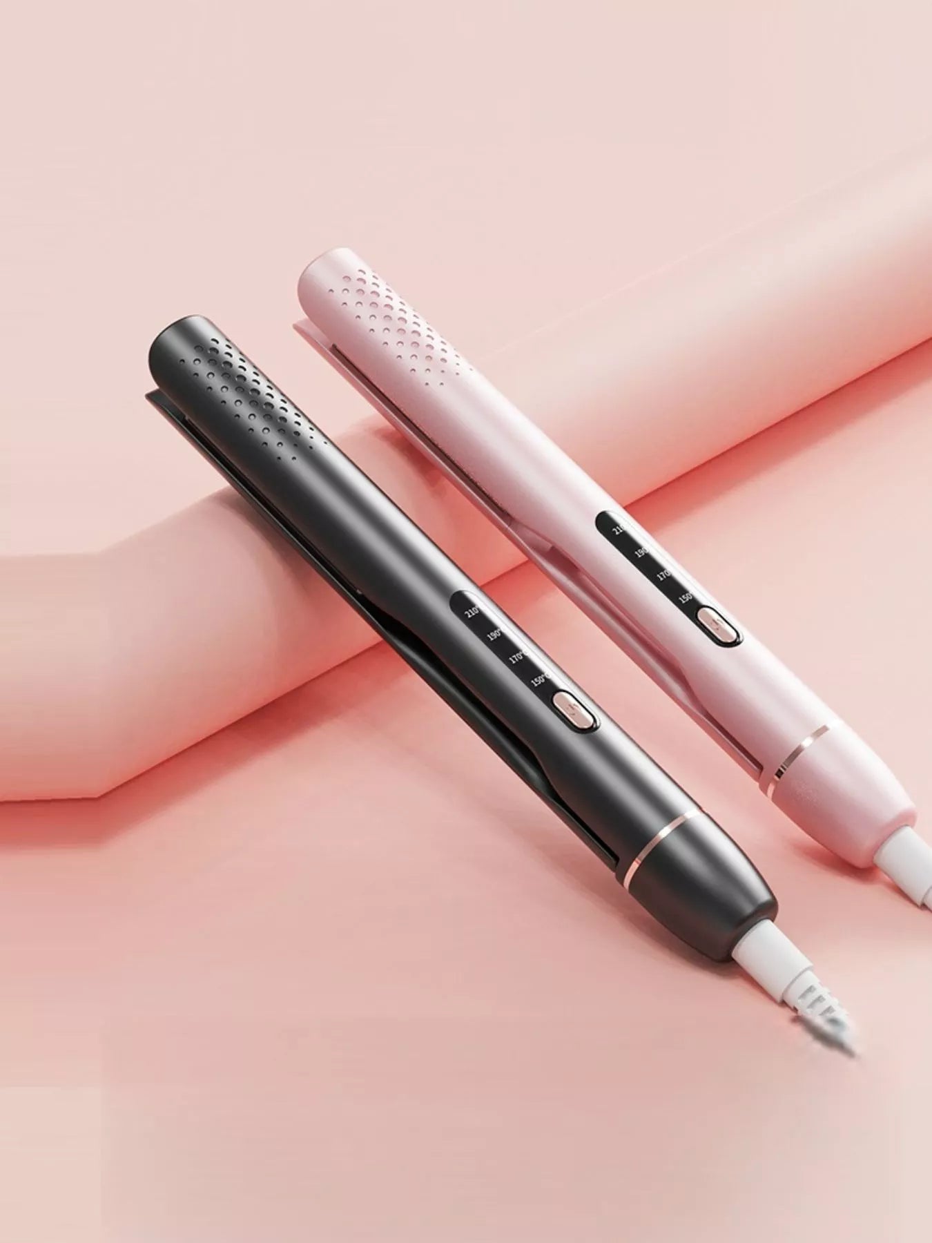 Set of hair straighteners: Black and Blush Pink, both with vented barrels
