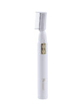 Portable eyebrow trimmer in white with comb attachment