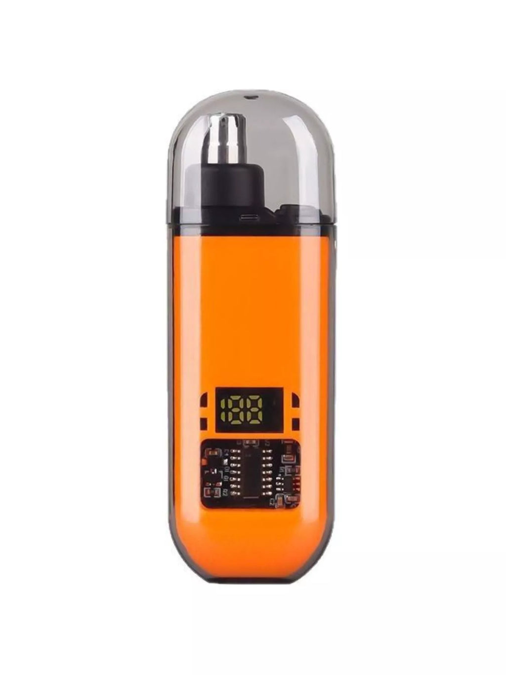 Rechargeable LED display nose hair trimmer, orange body with clear cover