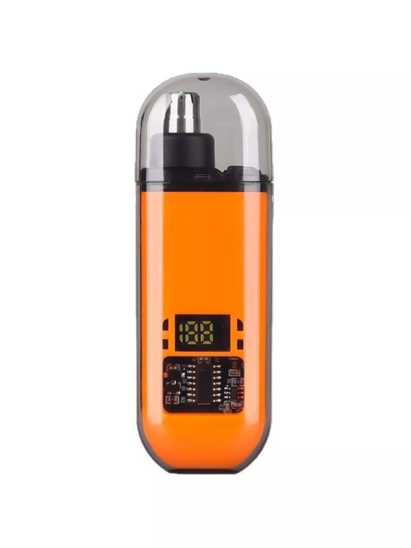 Rechargeable LED display nose hair trimmer, orange body with clear cover