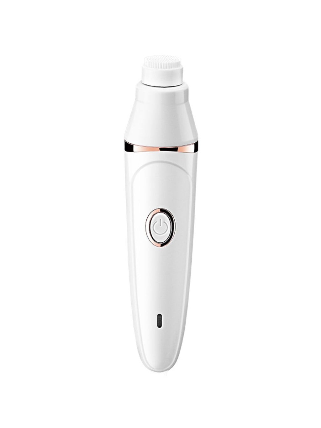 White epilator body with textured top attachment and power button