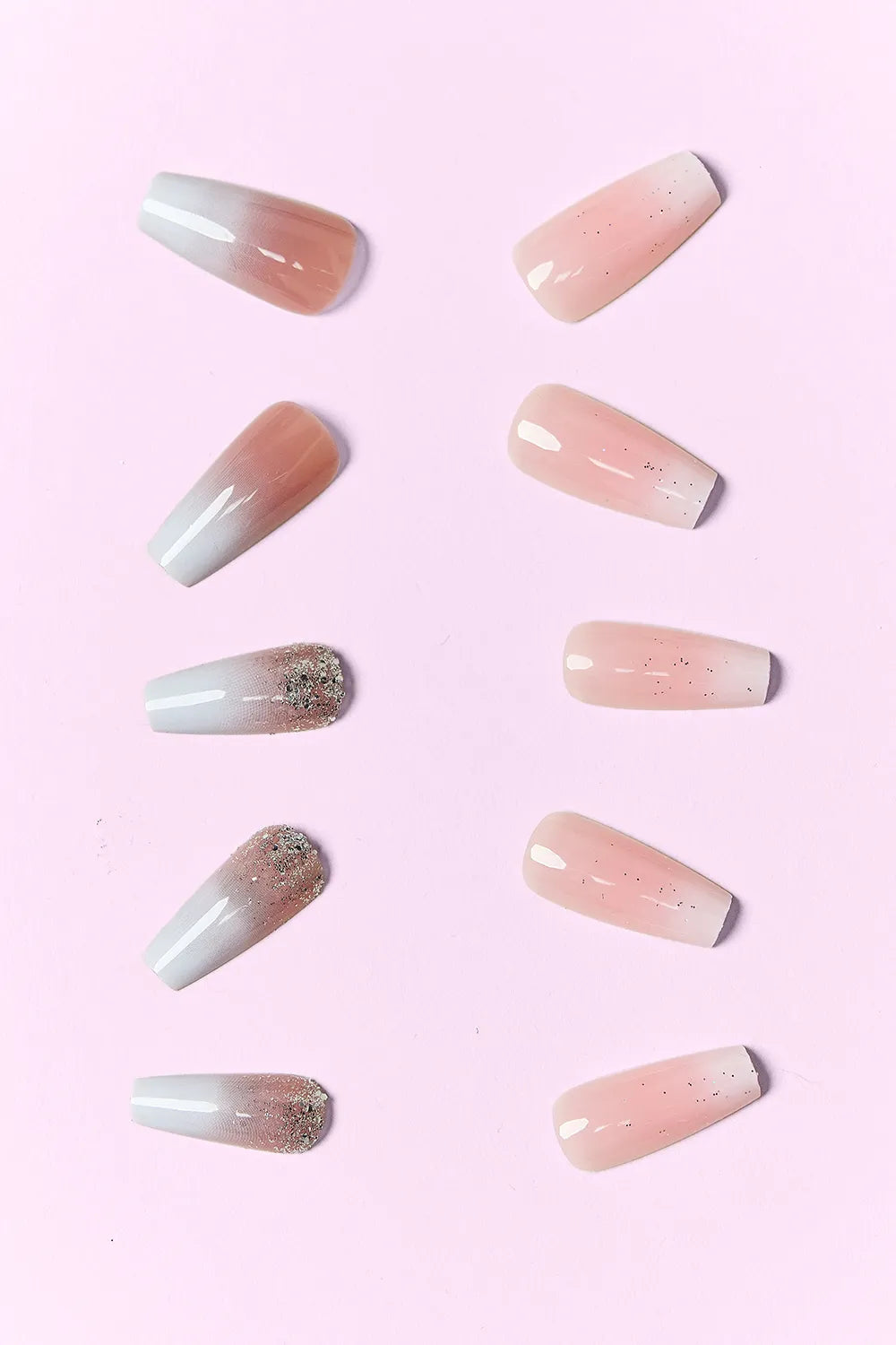 SO PINK BEAUTY Press On Nails 2 Packs: nude glitter speckled and glitter tips