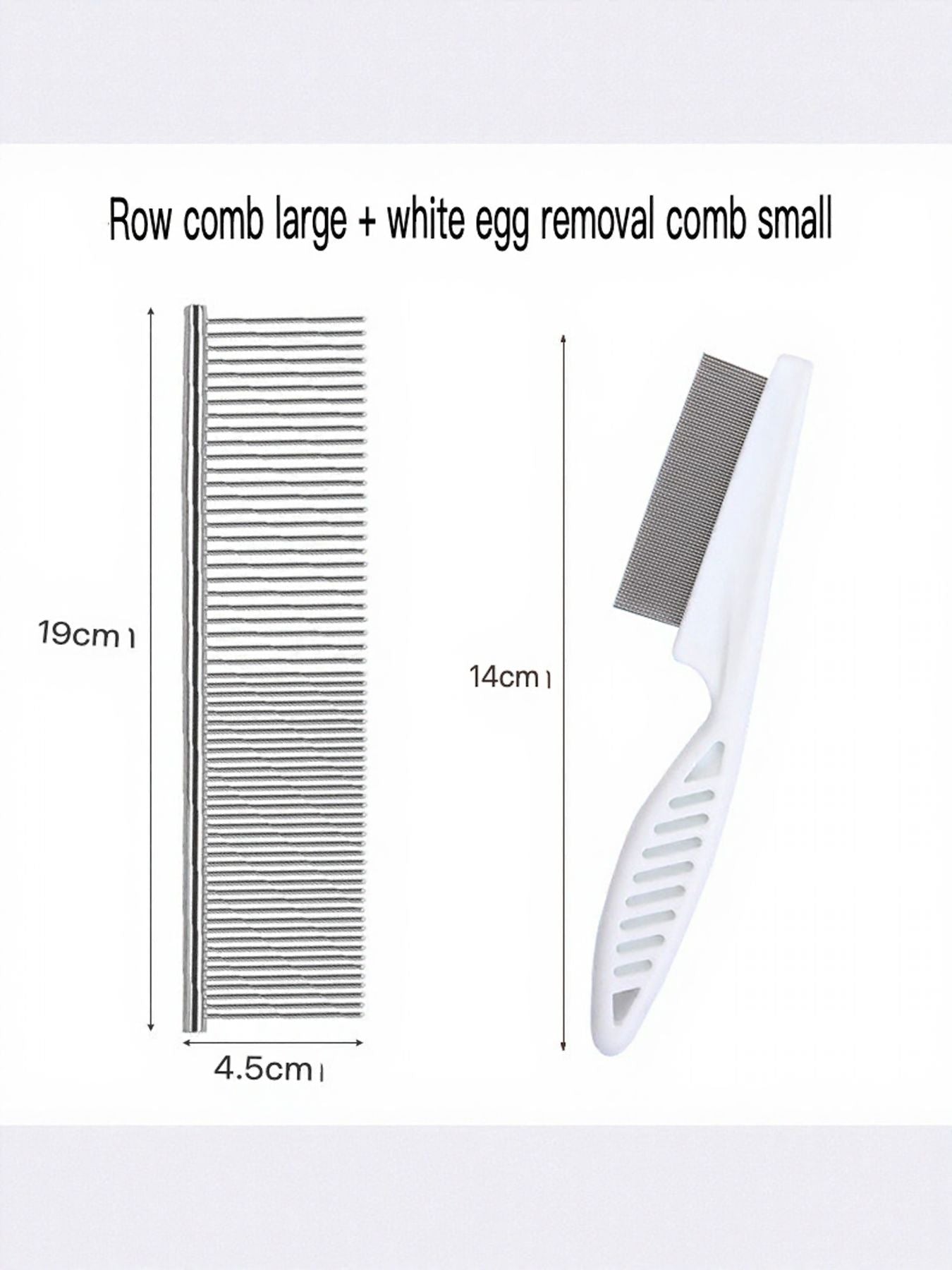 Row comb large size stainless steel with white rubber grooming brush accessory