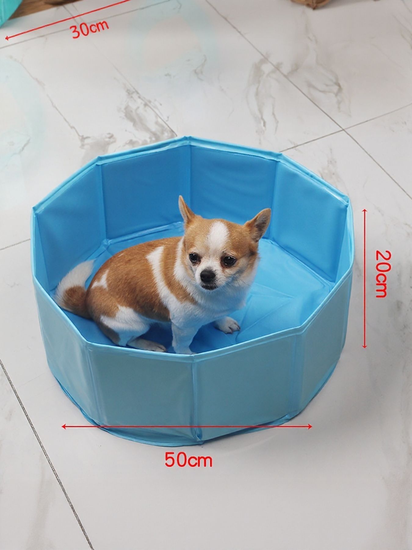 Foldable pet bath pool, blue; 50cm diameter x 20cm height