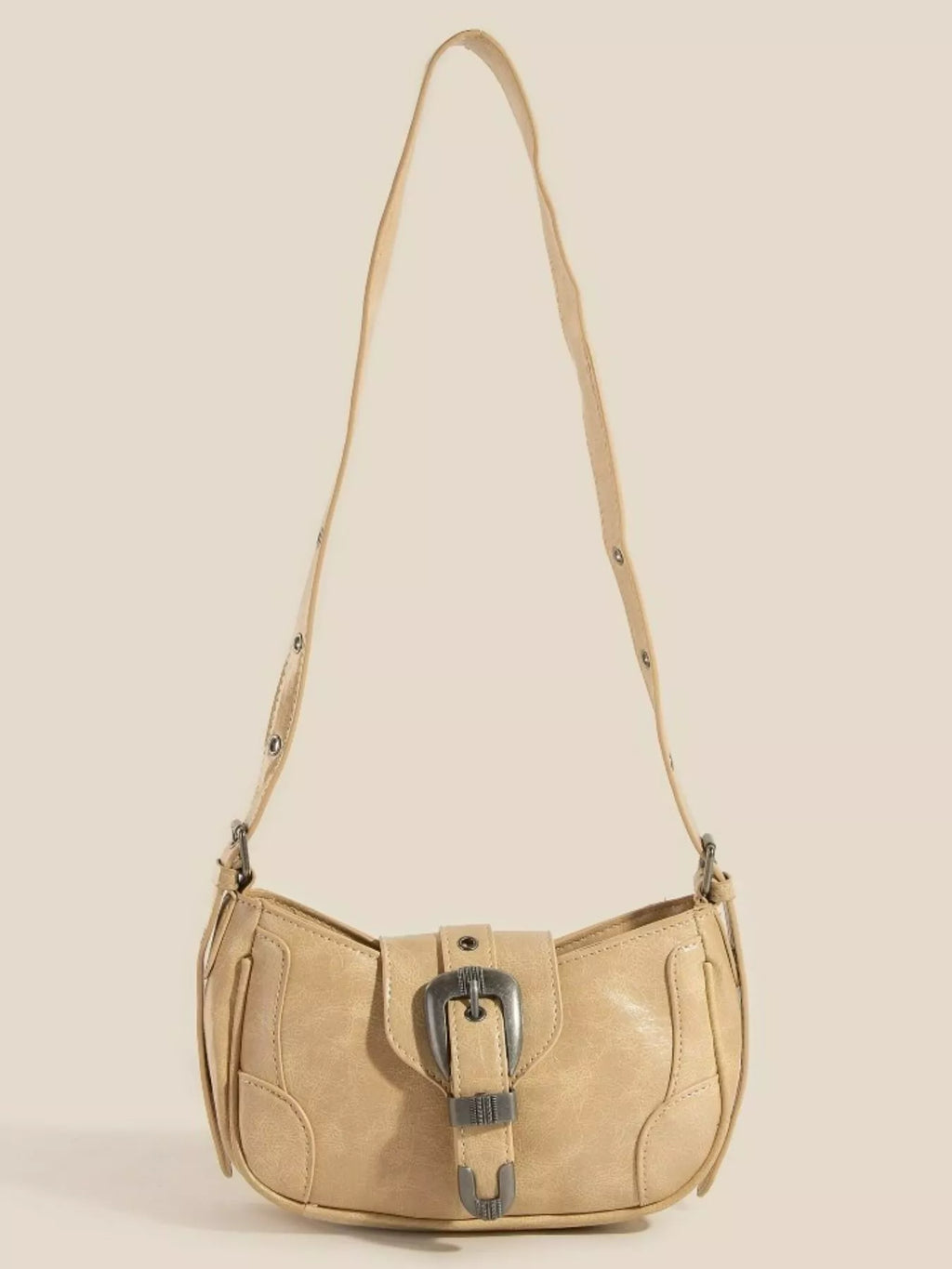 Fame Schultertasche mit Western-Buckle-Accent, mehrteilige Panels, schmaler Schulterriemen