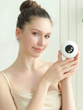 Portable electric nail buffer polisher, white round handheld device with black control panel