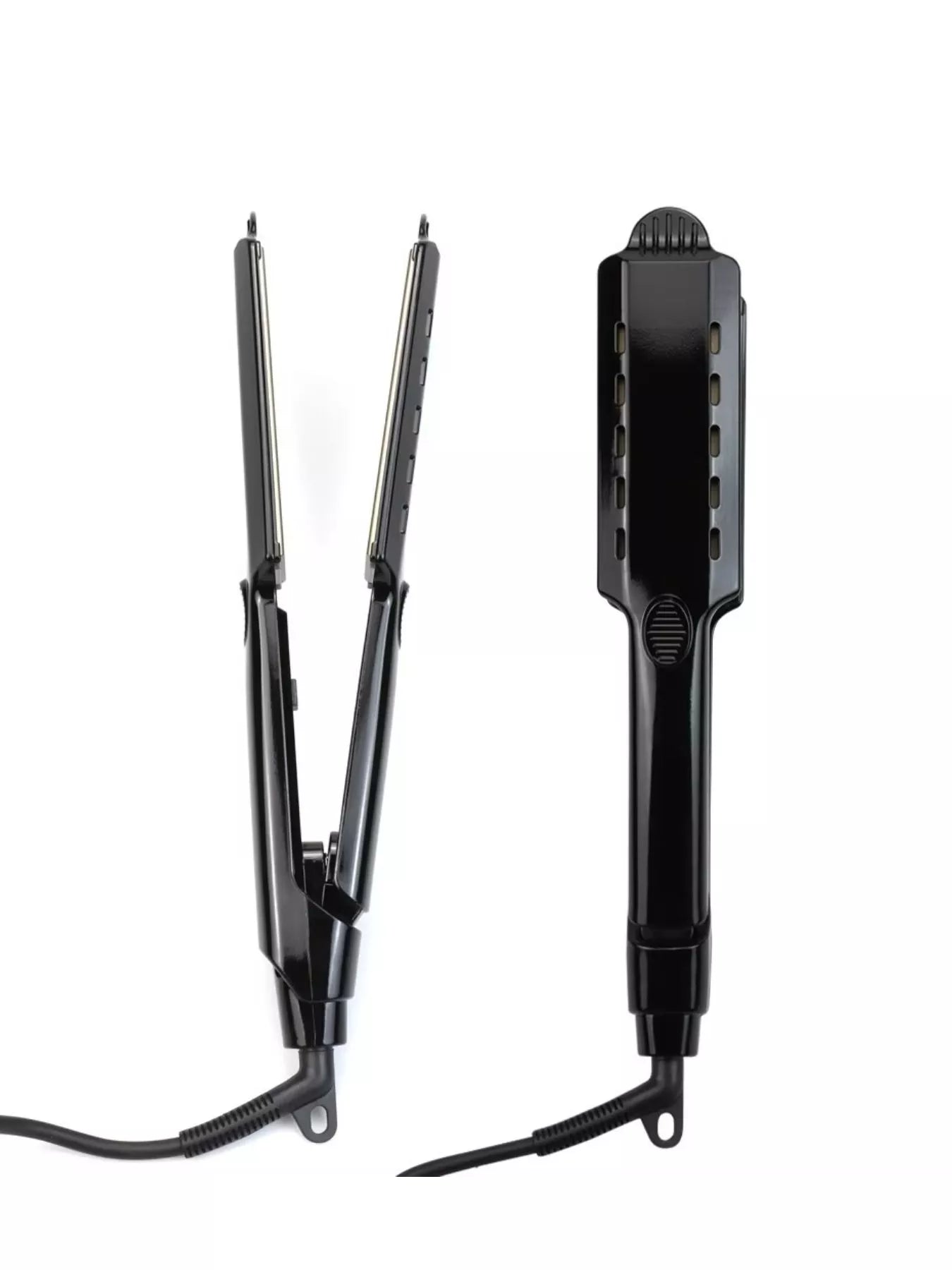 Fast Heating Hair Straightener with plates closed, black finish and cord