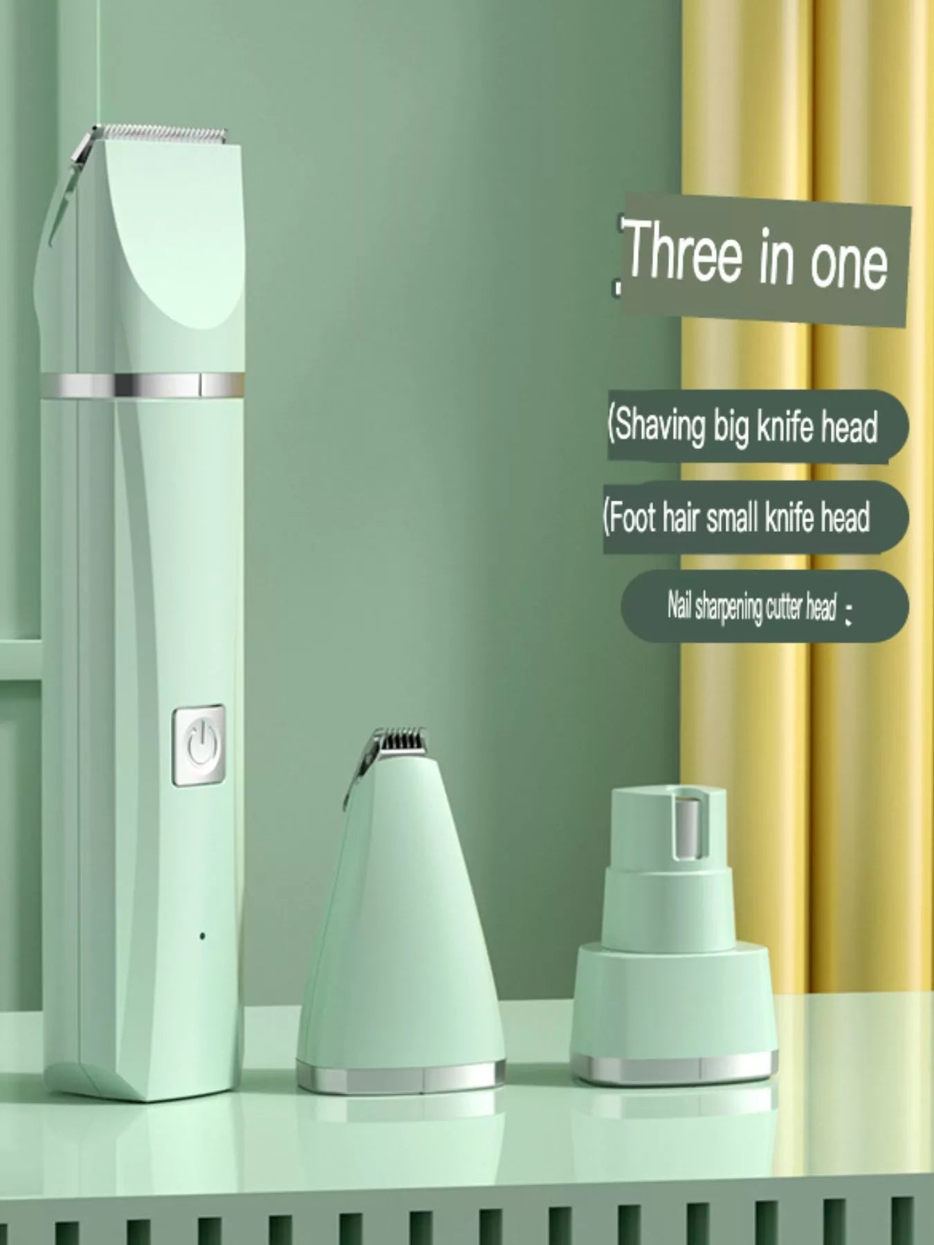 Multifunctional pet grooming kit with 3-in-1 heads for shaving and nail sharpening