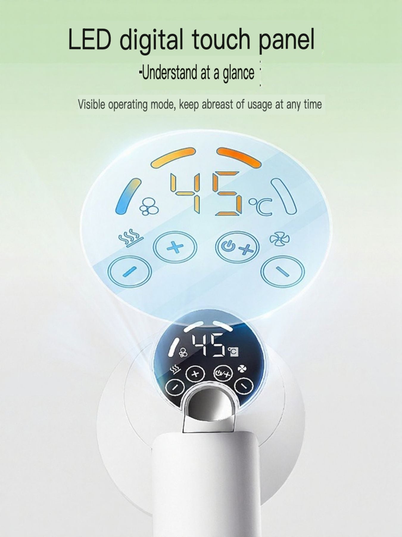 Low Noise Pet Hair Dryer & Comb, white LED touch panel with temperature display