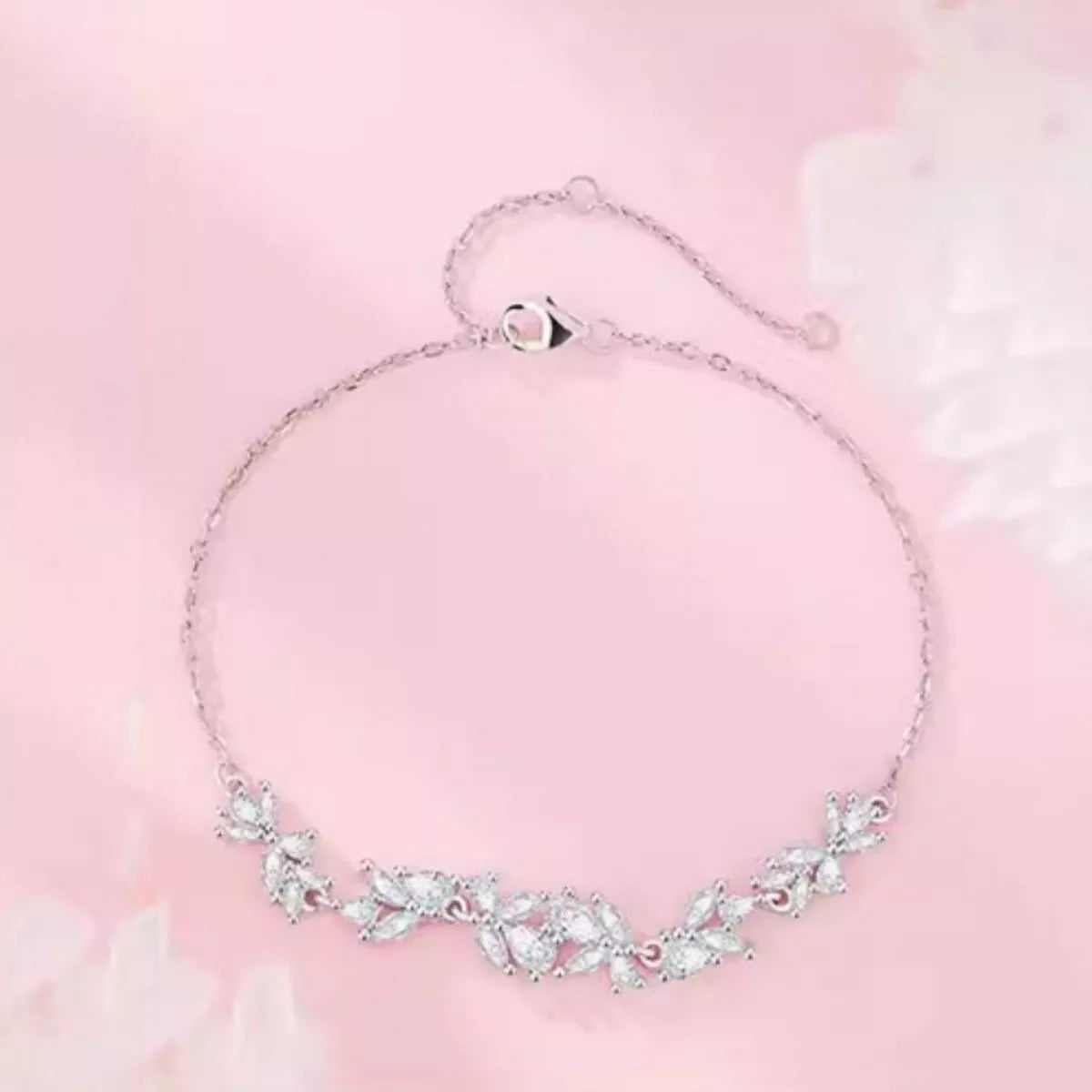 Wisteria zircon tennis bracelet, silver with clustered pear-shaped stones