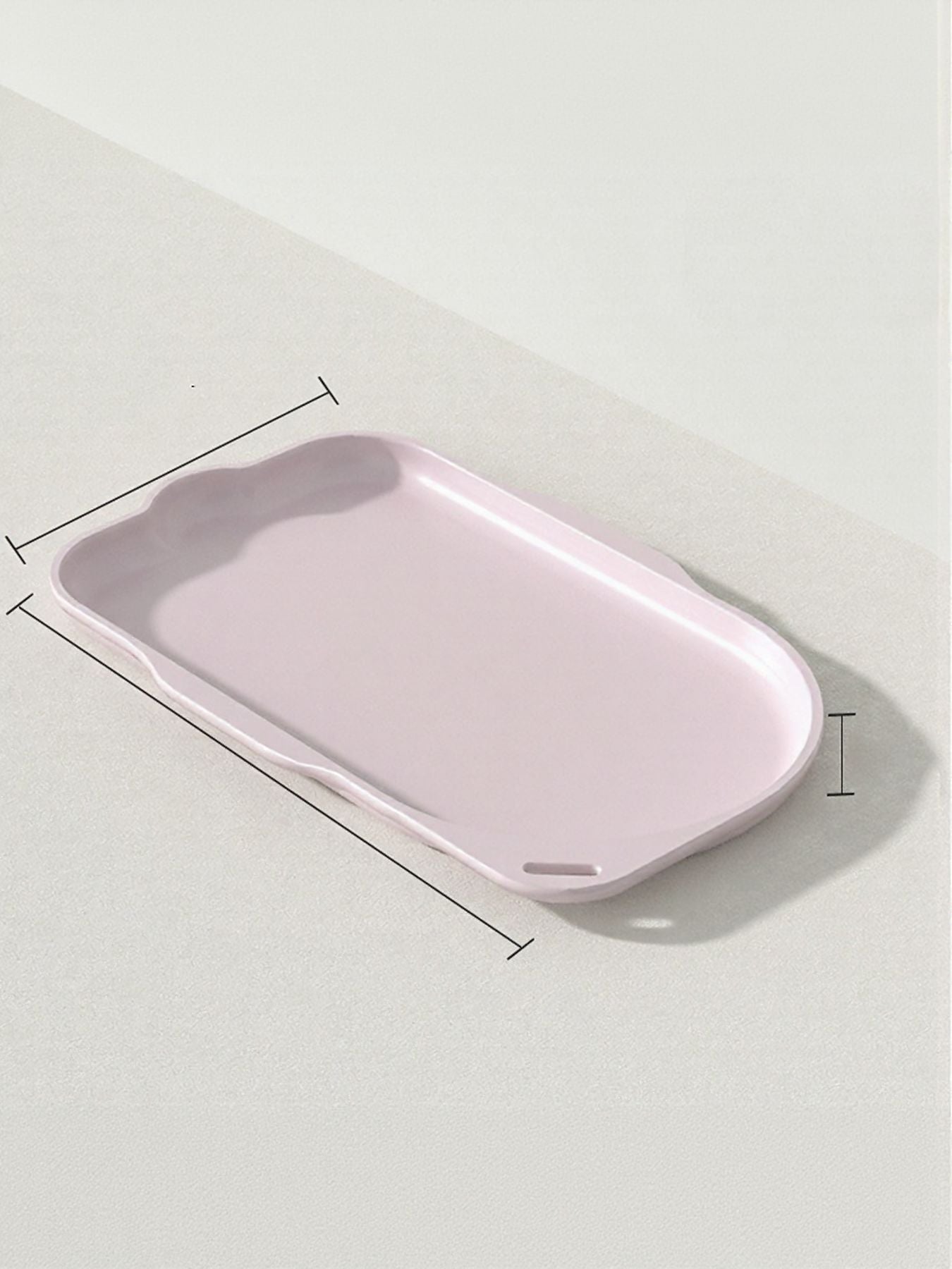 Pet bowl tray in pink purple with recessed non-slip base, rectangular shape