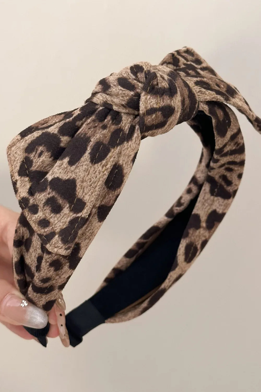 Leopard-Stirnband mit großer Schleife vorne, breites braun-schwarz Muster