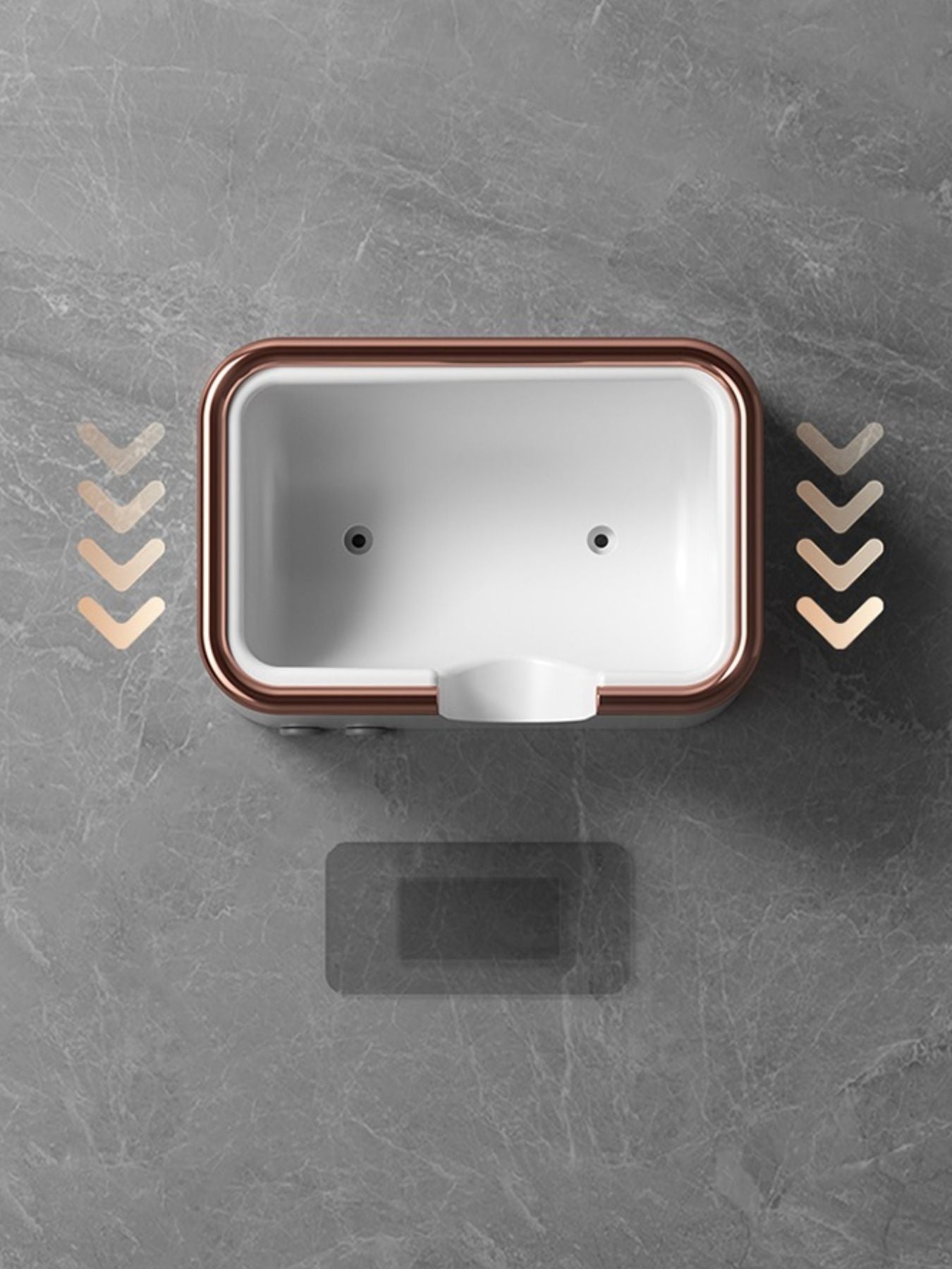 White multi-speed hair dryer cradle with rose-gold rim and two mounting holes