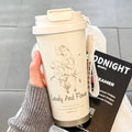Lovely and Flower tumbler, cream color with straw lid and floral line art