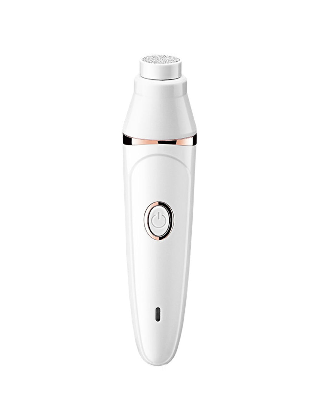 White epilator with fine foil head and power button on handle