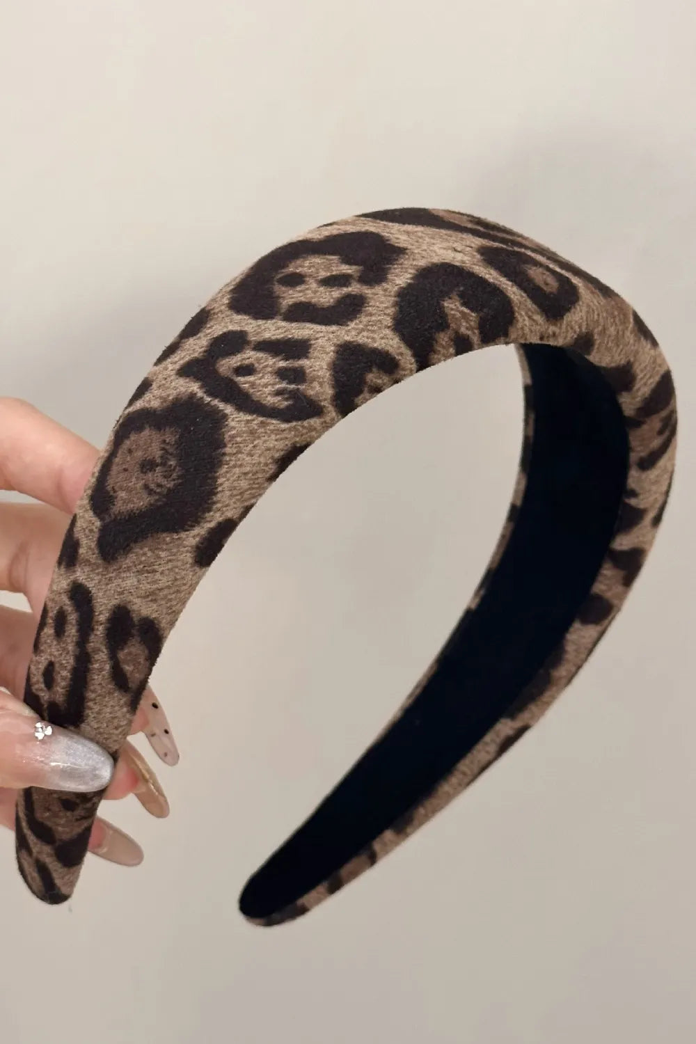 Leopard-Polyester-Stirnband, breites braun-schwarz gemustertes Band