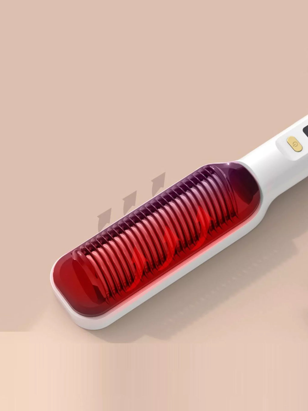 Ceramic straightening comb head with a red-tinted heated surface