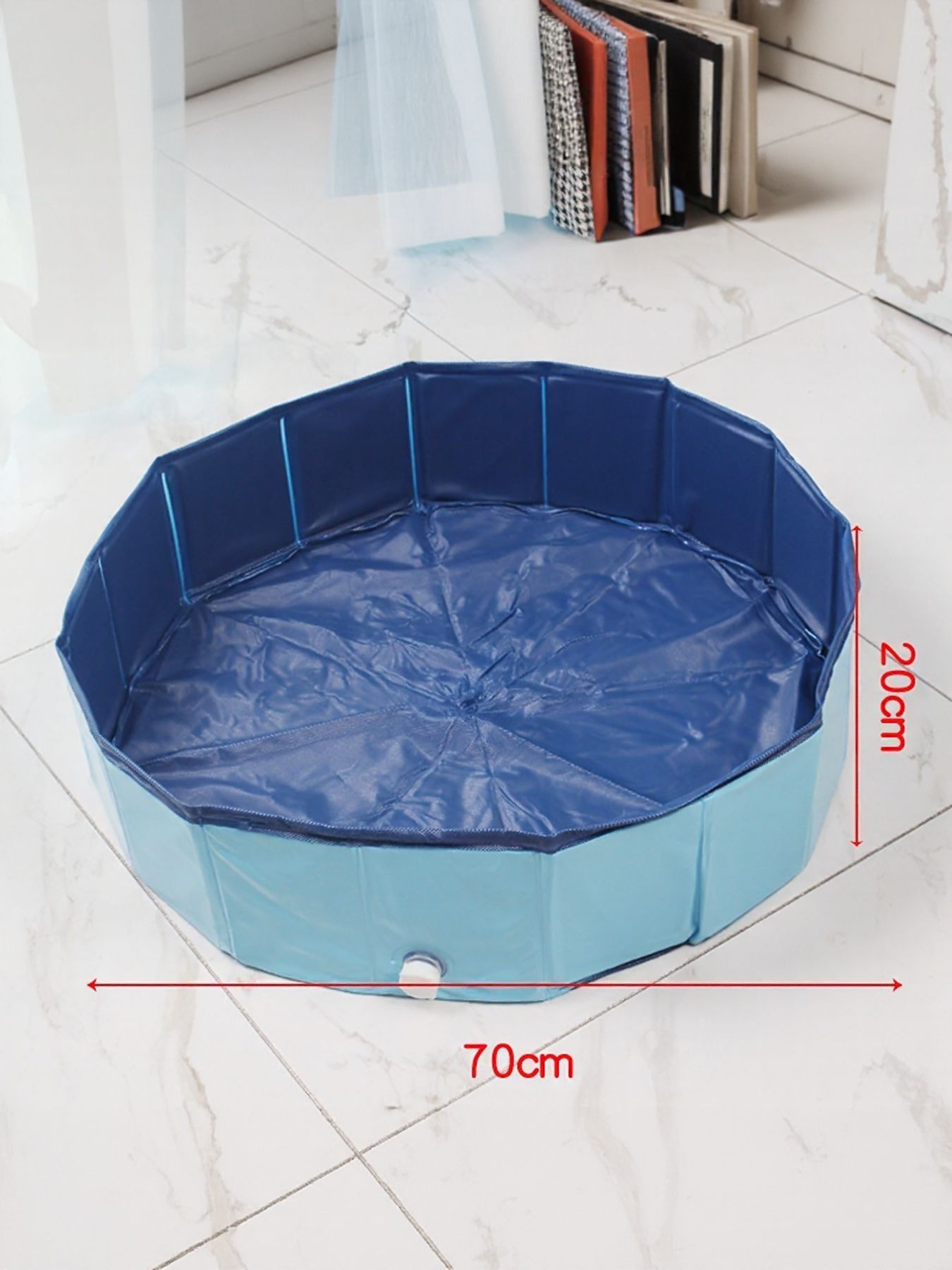 Foldable pet bath pool, blue; 70cm diameter x 20cm height