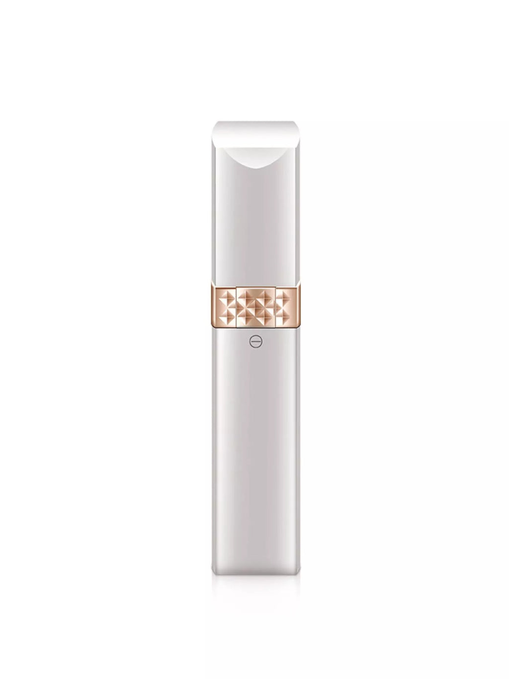 White nose hair trimmer with rose-gold textured grip and protective cap