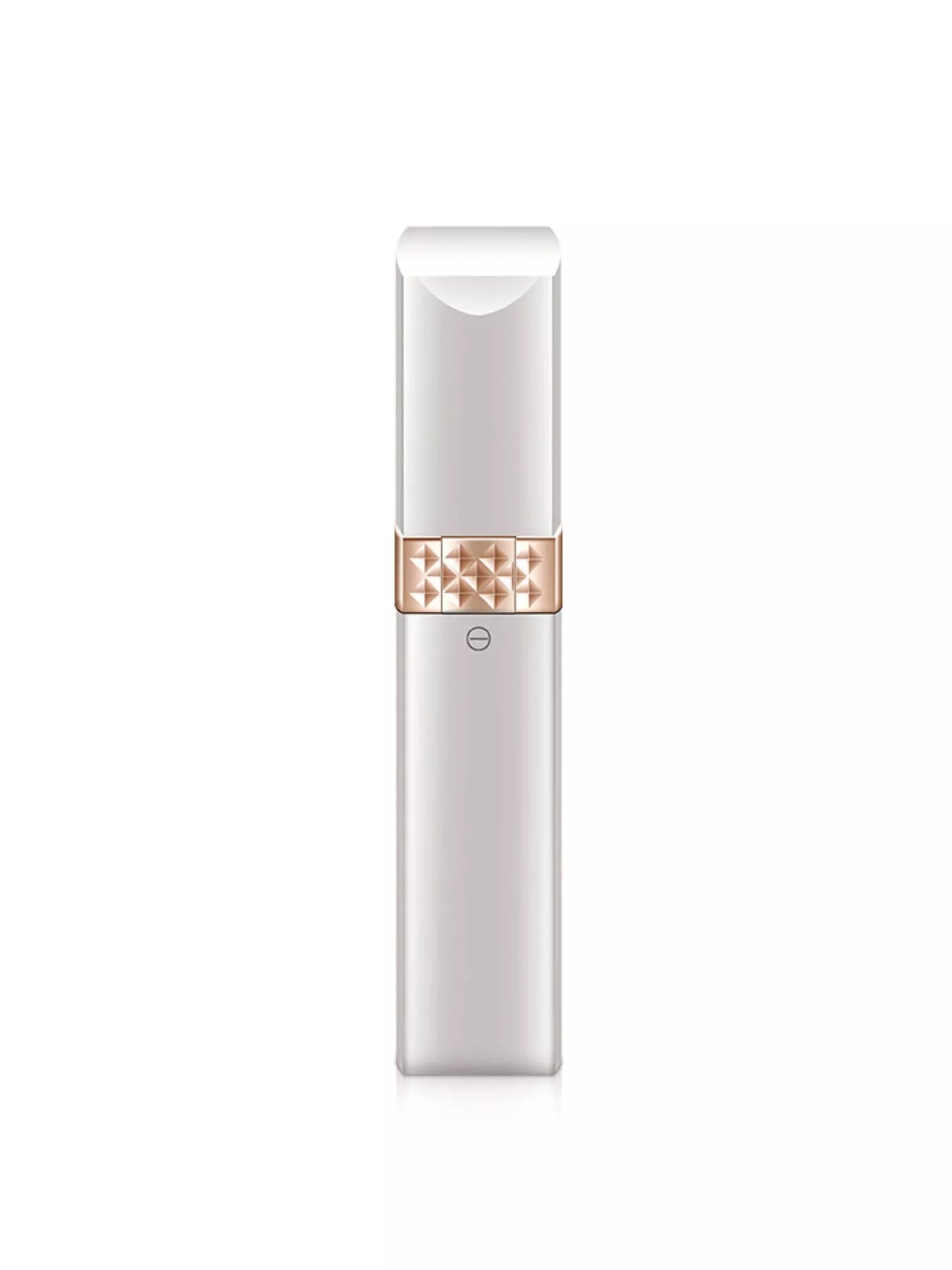 White nose hair trimmer with rose-gold textured grip and protective cap